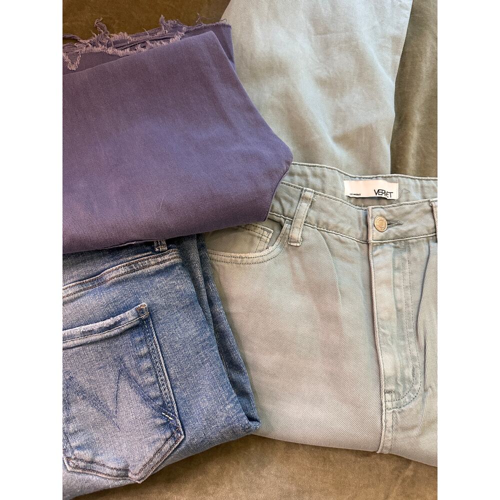 Vervet Mallard Green 90's Vintage Crop Flare Distressed Jeans - Picture 5 of 5